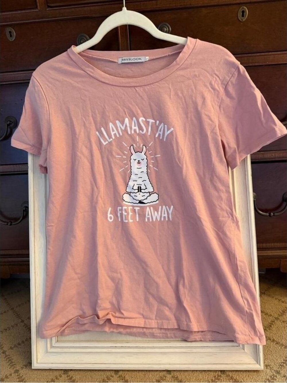 MISSLOOK Women's White and Pink T-shirt